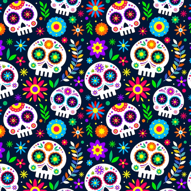 Platte ontwerp día de muertos patroon