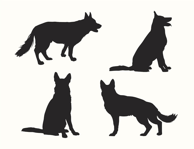 Gratis vector platte ontwerp dieren silhouet set