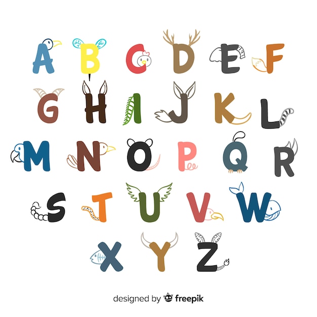 Gratis vector platte ontwerp dierlijke letters set