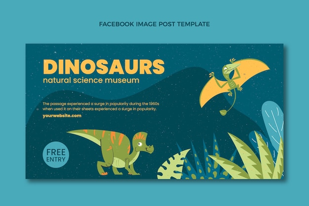 Platte ontwerp dinosaurussen wetenschap facebook post