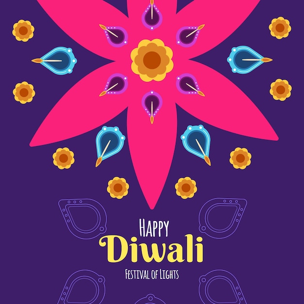 Gratis vector platte ontwerp diwali concept