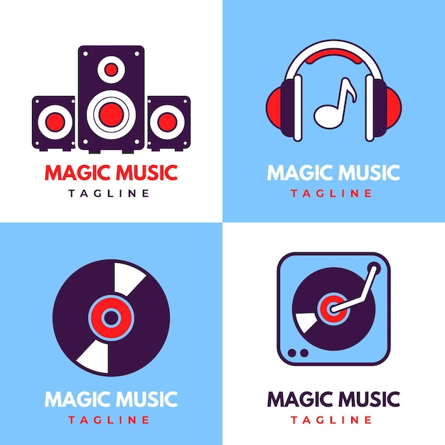 Gratis vector platte ontwerp dj logo set