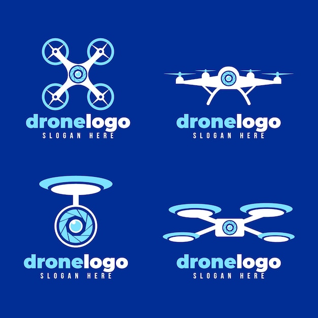 Platte ontwerp drone logo-collectie