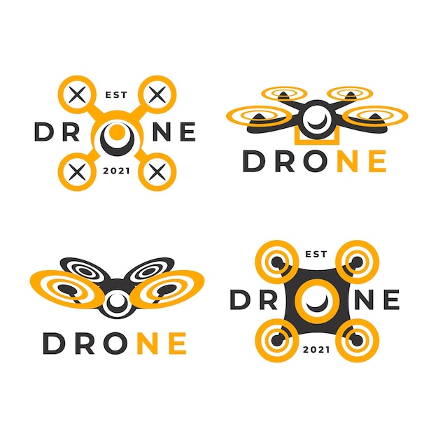 Platte ontwerp drone logo-collectie