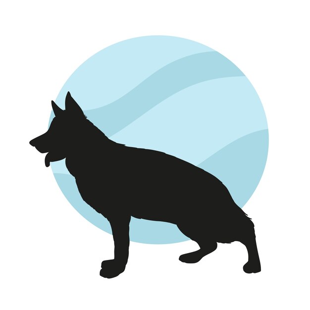 Platte ontwerp duitse herder silhouet