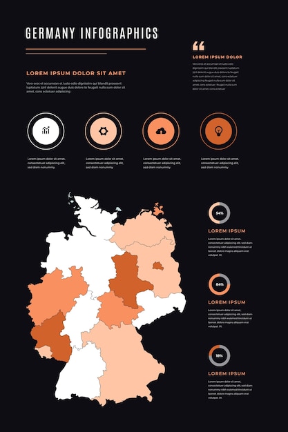 Gratis vector platte ontwerp duitsland kaart infographic