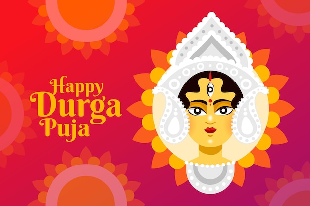 Gratis vector platte ontwerp durga-puja achtergrond