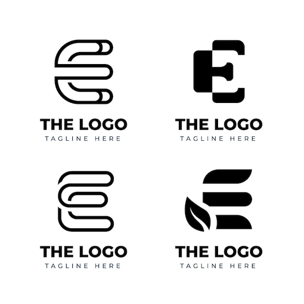 Platte ontwerp e-logo set