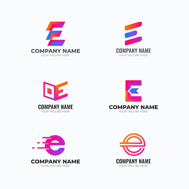 Gratis vector platte ontwerp e-logo set