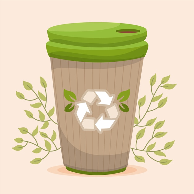 Gratis vector platte ontwerp eco beker illustratie