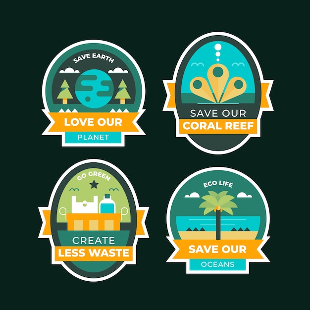 Platte ontwerp ecologie badges