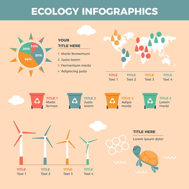 Platte ontwerp ecologie infographic met retro kleuren