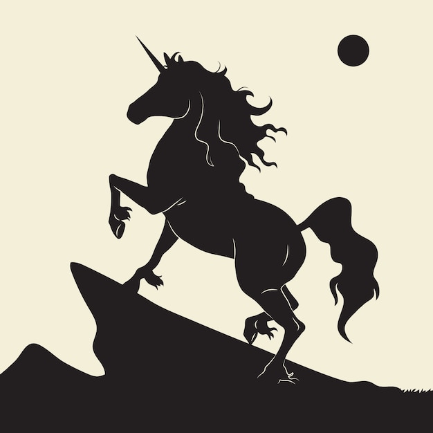 Platte ontwerp eenhoorn silhouet illustratie