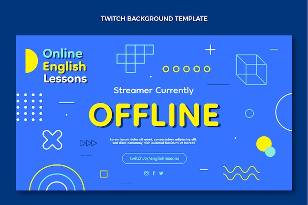 Gratis vector platte ontwerp engelse les offline twitch-achtergrond