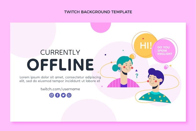 Platte ontwerp Engelse lessen twitch achtergrond