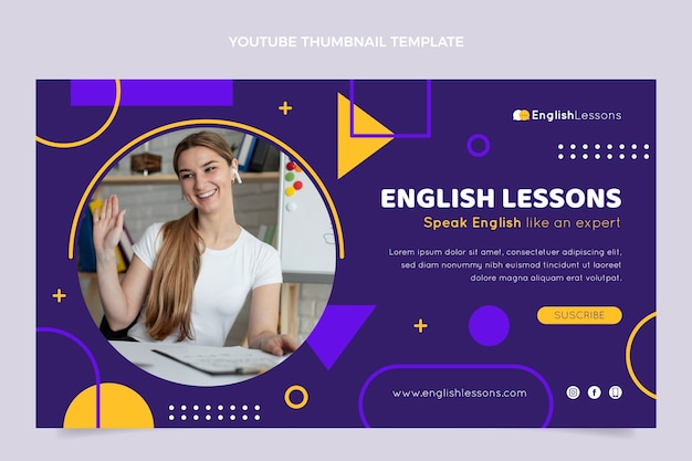Platte ontwerp Engelse lessen youtube thumbnail
