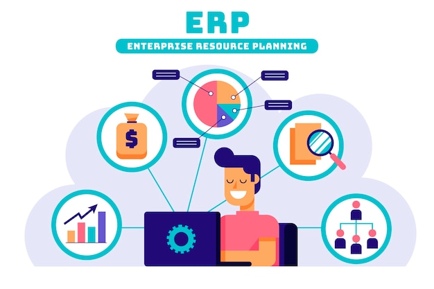 Gratis vector platte ontwerp erp illustratie