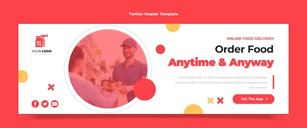 Platte ontwerp eten bestellen twitter header