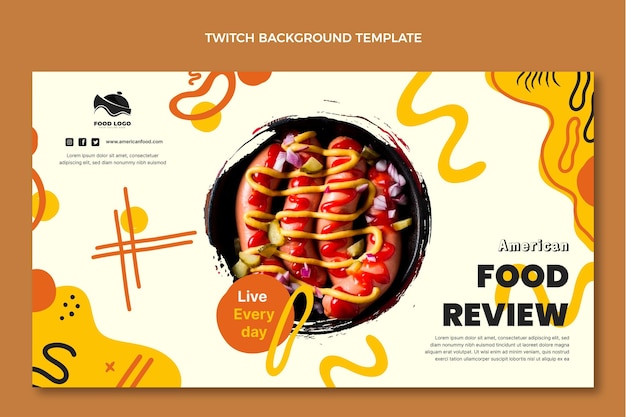 Gratis vector platte ontwerp fastfood twitch achtergrond