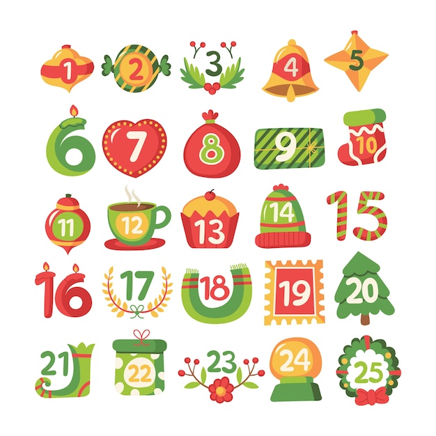 Platte ontwerp feestelijke advent callendar