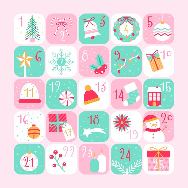 Platte ontwerp feestelijke adventskalender