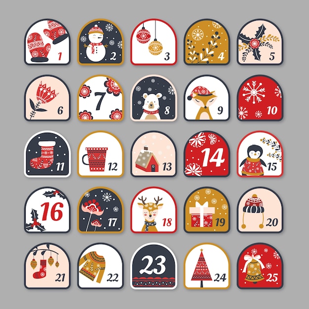 Platte ontwerp feestelijke adventskalender