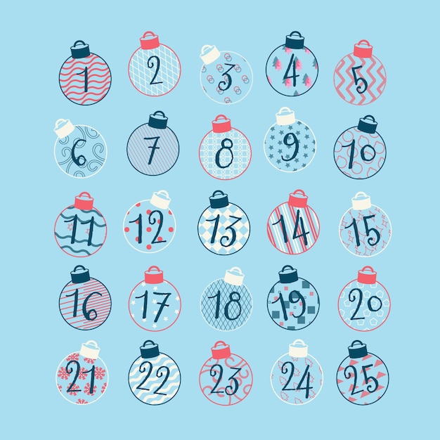 Gratis vector platte ontwerp feestelijke adventskalender