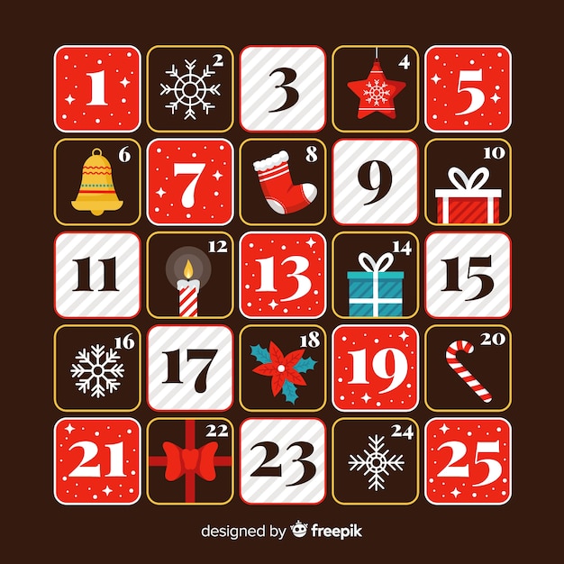 Platte ontwerp feestelijke adventskalender