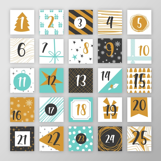 Platte ontwerp feestelijke adventskalender