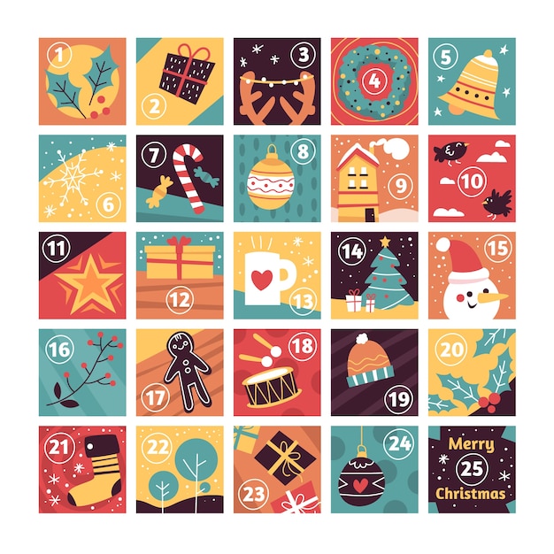 Platte ontwerp feestelijke adventskalender