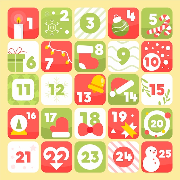 Platte ontwerp feestelijke adventskalender