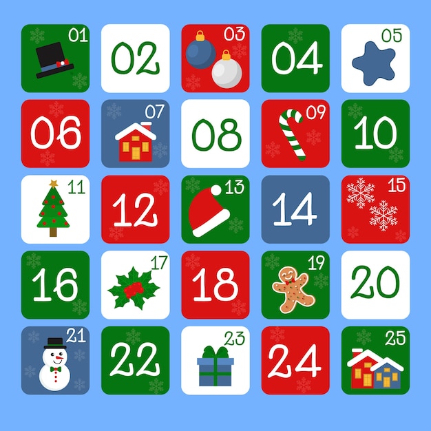 Platte ontwerp feestelijke adventskalender