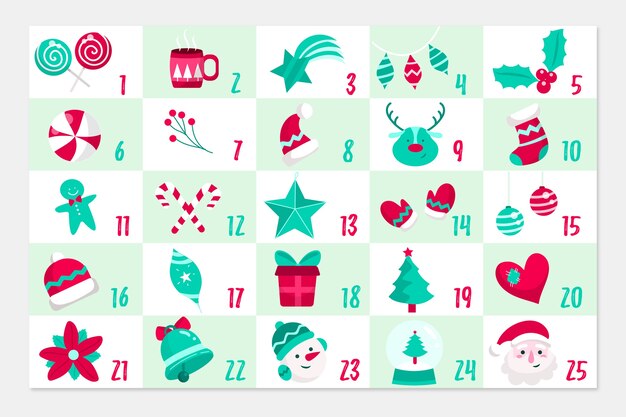 Platte ontwerp feestelijke adventskalender