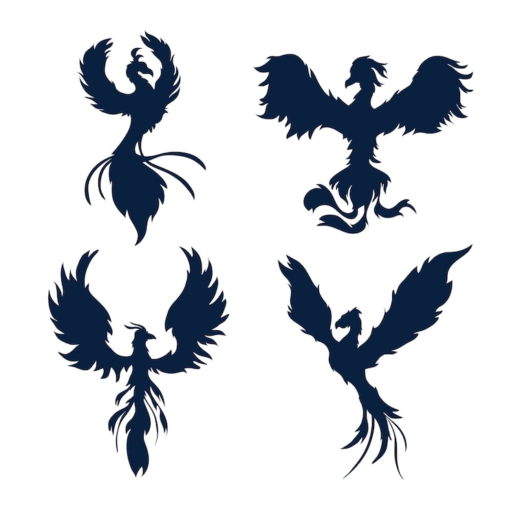 Gratis Vector platte ontwerp feniks silhouet