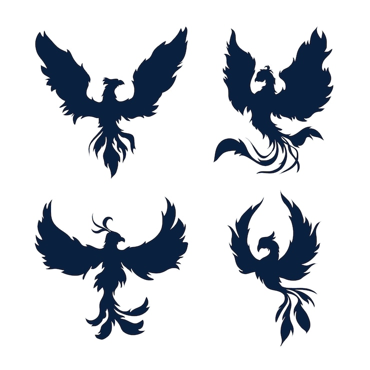 Gratis Vector platte ontwerp feniks silhouet
