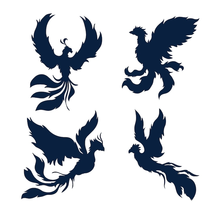 Gratis Vector platte ontwerp feniks silhouet