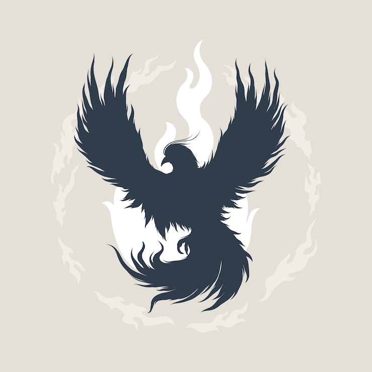 Gratis Vector platte ontwerp feniks silhouet