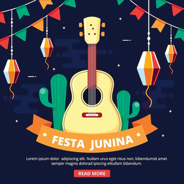 Platte ontwerp festa junina achtergrond