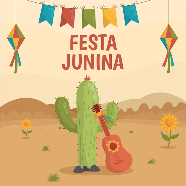 Gratis vector platte ontwerp festa junina concept