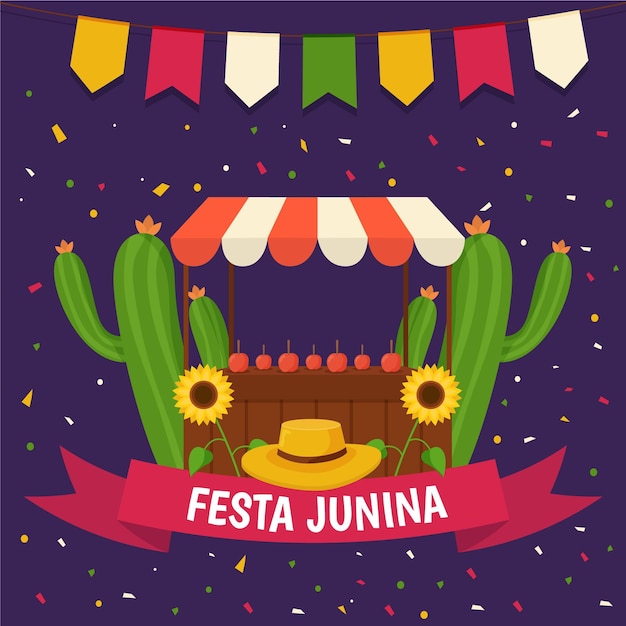 Gratis vector platte ontwerp festa junina concept