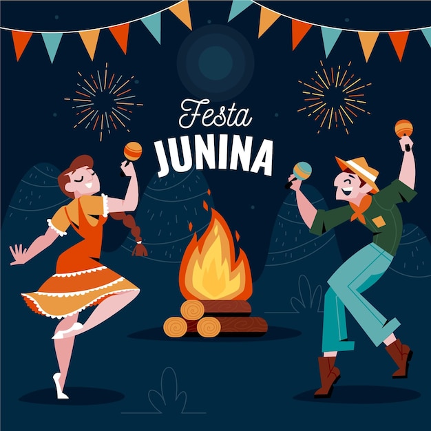 Gratis vector platte ontwerp festa junina concept