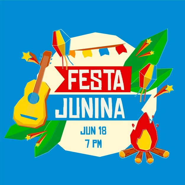 Platte ontwerp festa junina concept