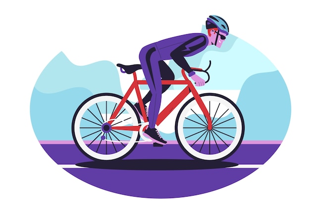 Platte ontwerp fiets race illustratie