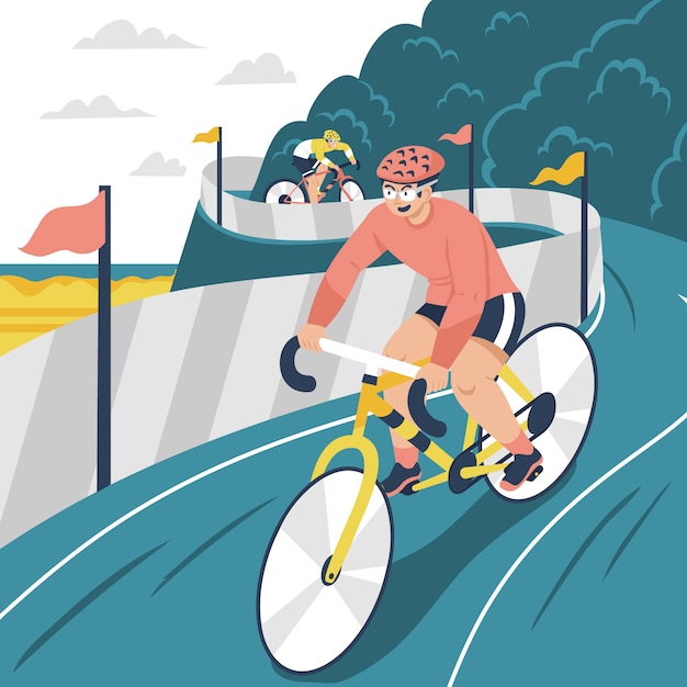 Gratis vector platte ontwerp fiets race illustratie