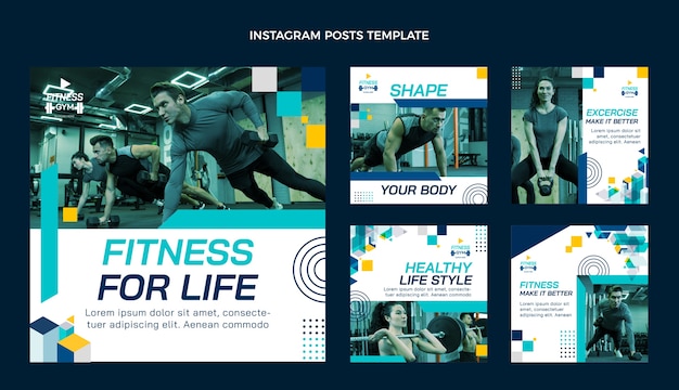 Platte ontwerp fitness instagram postverzameling