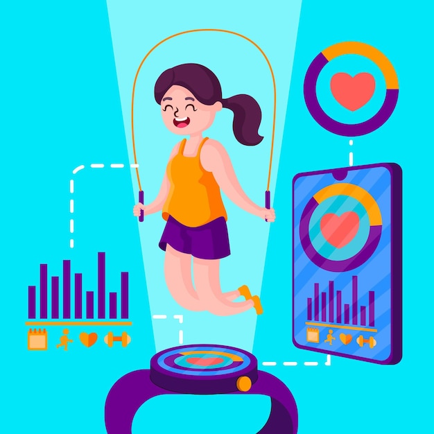 Gratis vector platte ontwerp fitness tracker concept