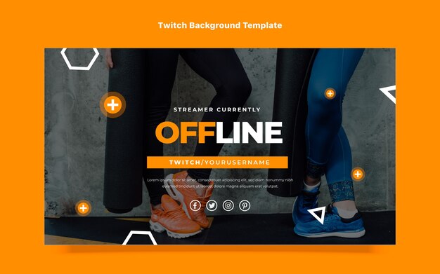 Gratis vector platte ontwerp fitness twitch achtergrond