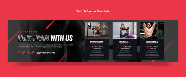 Platte ontwerp fitness twitch banner