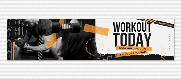 Platte ontwerp fitness twitch banner