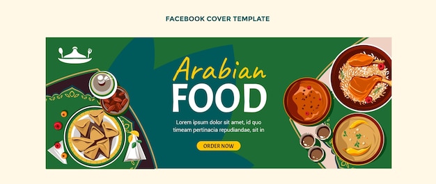 Platte ontwerp food facebook-omslag